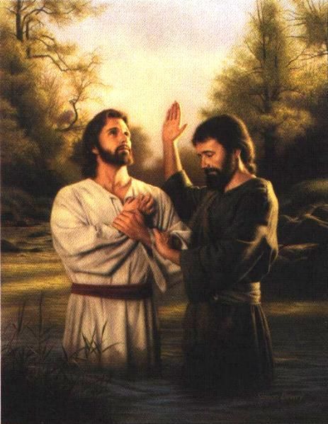 施洗约翰为耶稣洗礼.西蒙杜威的耶稣圣经美术图像细节