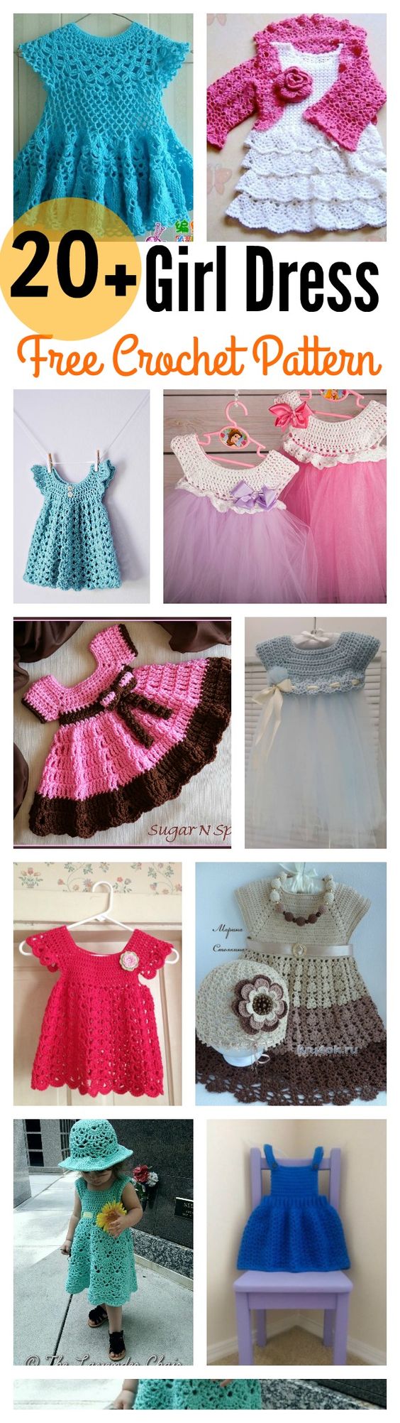 20 免费钩针女孩的连衣裙图案,将使任何crafter和她的小女孩感到自豪.