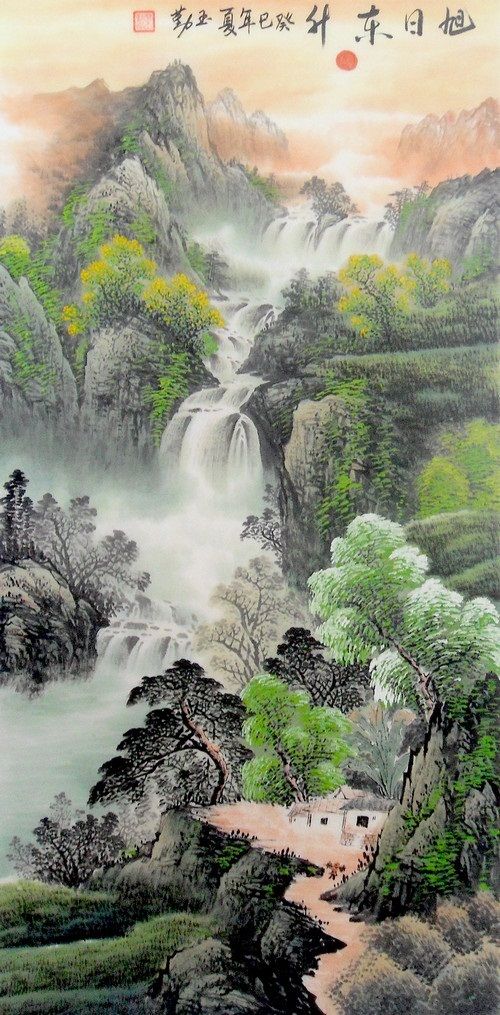 现代艺术名画家美丽中国画风景画山水画,今日在holoong.